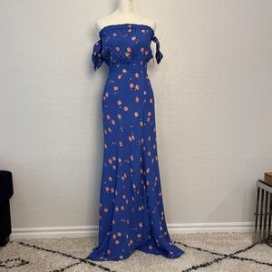 Flynn Skye Strapless Blue Floral Dress